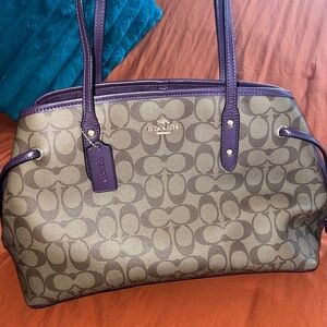 Coach Tan and Purple Shoulder Bag